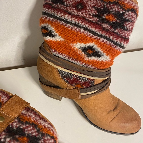 Steve Madden Leather Boho Southwestern Cognac Tolteca Mid-Calf Boot size… - Picture 3 of 10